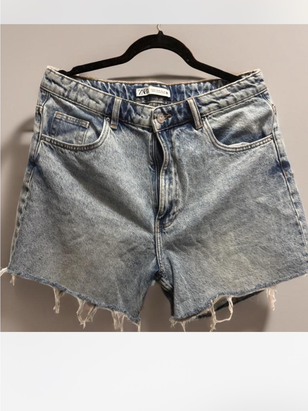 Zara Light Blue Washed Denim Cutoff Shorts
